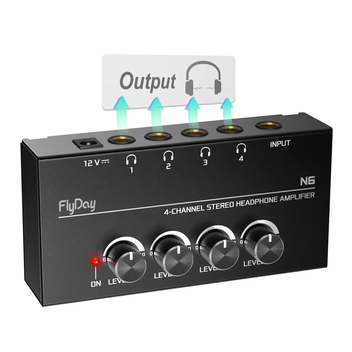 Amplificador de fone de ouvido oem n6, amplificador de áudio estéreo de metal com 4 canais