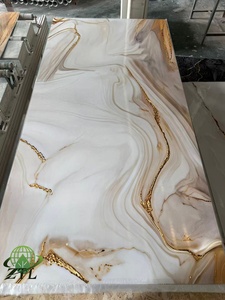 Panneaux muraux en PVC à revêtement brillant UV, imitation marbre, imperméables, écologiques, <span class=keywords><strong>décoration</strong></span> murale moderne pour <span class=keywords><strong>salon</strong></span> - Product Image 4