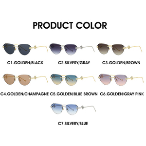 Lunettes de soleil œil-de-chat sans monture élégantes pour femmes, avec embellissement en métal en forme de <span class=keywords><strong>serpent</strong></span>, protection UV400, verres haute définition - Product Image 6