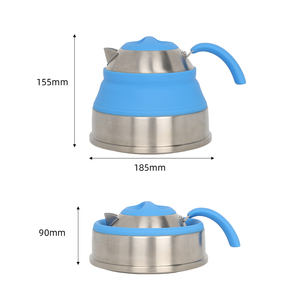 Bouilloire pliable résistante à la chaleur pour cuisinière à <span class=keywords><strong>gaz</strong></span>, bouilloire portable en silicone et acier inoxydable pliable pour l'extérieur avec couvercle - Product Image 5