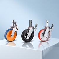 Roda Caster Karet Poliuretan Polipropilena Nilon 6" 8" Senyap dengan Rem Total Lock, Kapasitas Beban Tinggi untuk Perancah Bergerak