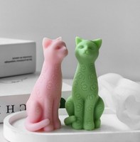 J-5134 cetakan silikon aromaterapi kucing imut 3D untuk pembuatan lilin beraroma lilin kue Dekorasi anak kucing lem gipsum cetakan ornamen gantung