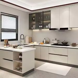 ตู้ครัวโครงการโรงแรม ตู้ไม้สั่งทำพิเศษ ท็อปโต๊ะควอตซ์ คุณภาพสูง ตู้ครัวอพาร์ทเมนต์ ตู้สั่งทำพิเศษ - Product Image 1