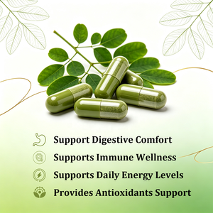 Capsules de Moringa en Marque Blanche OEM, 120 Comprimés, Poudre de Feuilles de Moringa Oleifera Végétalienne, Confort Digestif, Soutien Immunitaire et Bien-être Antioxydant - Product Image 2