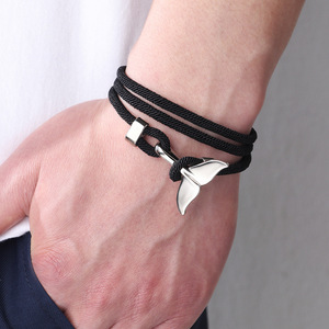 Pulsera con diseño de cola de ballena, 60 cm, cuerda roja, chapado en plata, regalo de joyería unisex - Product Image 2