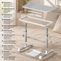Table pour ordinateur portable réglable en hauteur avec pieds antidérapants robustes pour étudiants et adultes à domicile - Conception de cadre durable et robuste
