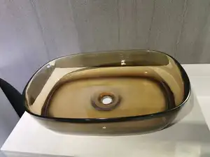 Lavabo da appoggio in cristallo colorato artistico lavabo da appoggio lavabo in resina trasparente di forma ovale