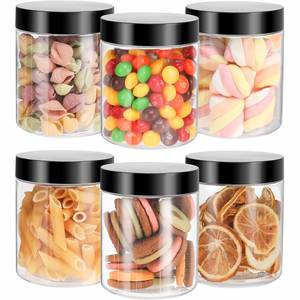 Envases Redondos Transparentes de Plástico PET sin BPA de 250 ml, 350 ml, 550 ml, 600 ml y 1000 ml con Tapa de Rosca para Almacenar Galletas, Dulces y Frutos Secos - Product Image 1