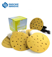 Disque de ponçage en oxyde d'aluminium doré de 6 pouces à 17 trous, auto-agrippant, OEM, pour ponçage automobile et travail du bois