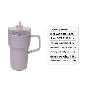 Vaso de Plástico Creativo de Alta Apariencia, de Una Sola Capa, con Asa, de 22oz, Simple, para Coche, Oficina, para Mujeres - Product Image 1