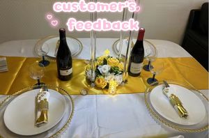 מנות חתונה 13 אינץ 'זהב שונית מפלסטיק מטח לארוחת ערב תחת מטען צלחת מעוגל - Product Image 3