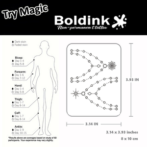 รอยสักลายเส้นแบบจุดเหมือนจริง Boldink Custom ลายโซ่ดวงอาทิตย์ สำหรับตกแต่งร่างกาย กันน้ำ ติดทนนาน 2 สัปดาห์ ด้วยหมึก Jagua Juice - Product Image 4