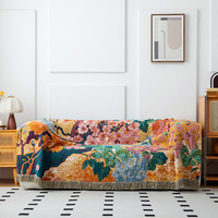 Nouvelle Couverture en Gaze de Coton Personnalisable Style Rétro Européen à Motifs Floraux et Végétaux, Teinture Réactive, pour Bureau - Collection 2025
