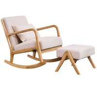 Fauteuil à bascule en bois massif de style nordique moderne YEZHULIN - Fauteuil de salon pour la maison, la chambre et l'hôtel