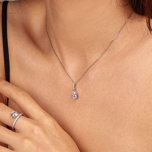 Dylam High Quality Elegant Wholesale Jewelry Women Accessories Chain Plata 925 Sterling <b>Silver</b> CZ Water Drop Pendant Necklace - Product Image 3