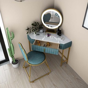 Tavolino Angolare Cosmetico con Contenitore per Soggiorno, Tavolo da Trucco con Specchio - Product Image 3