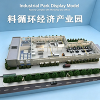 Maquette d'usine de parc industriel avec immeuble de bureaux, atelier, zone de stationnement, routes et ceinture verte