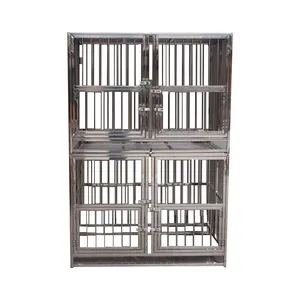Jaula de hierro plegable para perros, jaula de alta calidad y cómoda, personalizada, de una sola capa, doble puerta, para uso veterinario