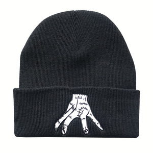 Bonnet tricoté en fibre acrylique chaud, motif personnage de dessin animé Wednesday <span class=keywords><strong>Addams</strong></span> de <span class=keywords><strong>la</strong></span> <span class=keywords><strong>série</strong></span> télévisée américaine, nouvelle collection automne/hiver, tendance - Product Image 5
