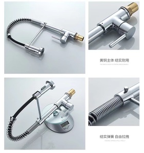 Robinets d'évier de cuisine en acier inoxydable à ressort coulissant Torneira <span class=keywords><strong>Gourmet</strong></span> Pull Down Brossé <span class=keywords><strong>Noir</strong></span> Or Contemporain Céramique Polie - Product Image 4