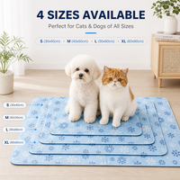 Alas Pendingin Hewan Peliharaan Bahan Sutra Es Modern Motif Kartun Mewah Tahan Lama, Dapat Dicuci, Tahan Gigitan, Alas Kandang Bermotif untuk Anjing Kucing, Penggunaan Musim Panas