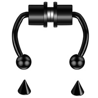 Anneau de nez artificiel en acier titane Non perforé, Piercing, bijoux, nouveau, magnétique, faux fer à cheval, anneau de nez