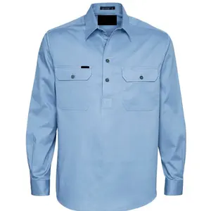 綿100% の高品質ツイルシャツ屋外軽量SPF50男性用ワークシャツ