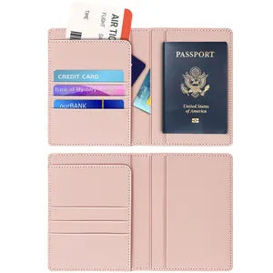 Hot sale low price PU leather customized passport cover card holder wallet for travel