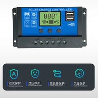 Contrôleur de charge solaire PWM 10A/20A/30A 12V/24V automatique avec écran LCD et double port USB pour régulateur de batterie de lampadaire solaire photovoltaïque hors réseau