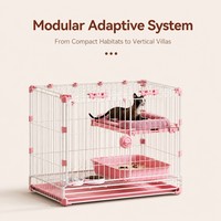 Villa pour chat classique multi-niveaux de luxe antique avec structure en acier inoxydable et conception facile à nettoyer