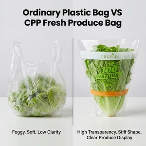 Sac d'emballage trapézoïdal en CPP pour laitue avec trous d'aération pour l'emballage en vrac de légumes et herbes fraîches - Product Image 2