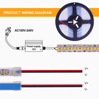 Penjualan Terbaik SMD2835 lampu Strip LED 6000K Ra80 siang hari USB IP20 5 tahun garansi 120LEDs/m DC12V/24V dalam dan luar ruangan