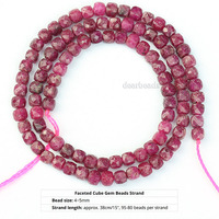 Perles de Gemmes Cubiques Facettées Naturelles 4-5mm, Cristal de Morganite Tourmaline Aigue-Marine Taillé Carré pour la Fabrication de Bijoux, Fil de 38cm