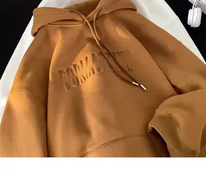 High Quality Heavy Weigh Latest Fleece Oversized Pullover Custom 3D Embossed Logo Sweatshirt Hoodie For Men