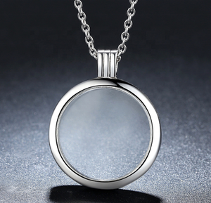 Gioielli alla moda su misura <span class=keywords><strong>Charm</strong></span> galleggiante in vetro forma rotonda collana medaglione 925 in argento Sterling ciondolo da donna regalo - Product Image 5