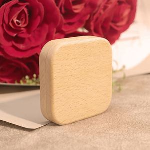 Portable Beechwood Hand <b>Mirror</b> <b>Square</b> Travel Makeup <b>Mirror</b> with Rotating Lid - Product Image 3