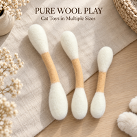 Jouet interactif pour chat en feutre 100% laine, bâton de jeu à double extrémité pour chats d'intérieur, plusieurs tailles disponibles