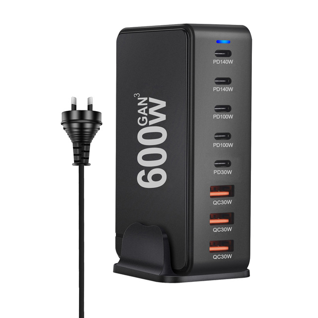 New 600W GaN PD charger for cross-border use. PD3.1 multi-functional Australian standard charger with a single port of 140W.