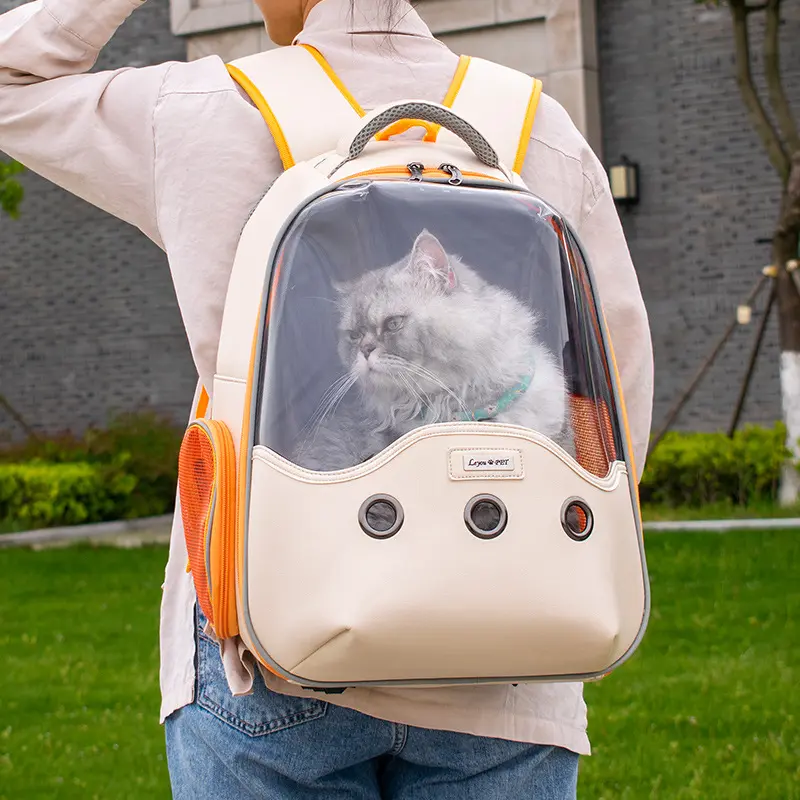 Bright Color Fashionable Large Capacity Cat Carrier Cute Design Backpack Cat Dog Carrier for Outdoor Breathable Traveling Bag