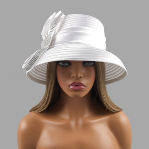 Chapeaux formels élégants pour femmes pour les mariages à l'église Kentucky Derby Parties-Satin Cloth Fascinator Banquet Sun Hats Bandeaux de mariage - Product Image 3