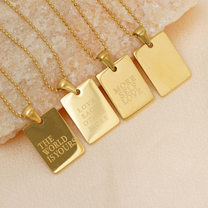 Collar <span class=keywords><strong>de</strong></span> Acero Inoxidable Hipoalergénico Impermeable con Colgante Rectangular Minimalista Grabado con Afirmaciones para <span class=keywords><strong>Mujer</strong></span>, Venta al por Mayor - Product Image 2