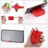 Kabel Pengisi Daya Ponsel Multifungsi 4-in-1 USB 3.0 Tipe-C Tipe-C dengan Logo Kustom, Pengisian Cepat, dan Bahan PVC Kepang untuk Souvenir Promosi