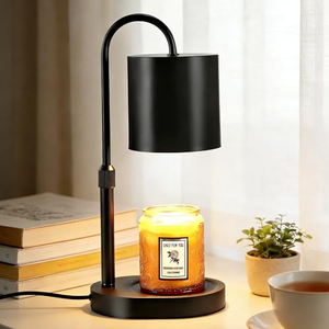 Lampe chauffe-bougie cylindrique entièrement métallique avec minuterie, 4 niveaux de luminosité réglables, hauteur ajustable pour bougies - Product Image 1