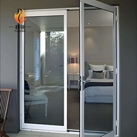 Puerta Batiente de UPVC con Acabado en Color Personalizado, Textura de Madera, Puerta de Plástico y Acero con Herrajes Alemanes, Sistema Roto para Entrada de Villas de Alta Gama