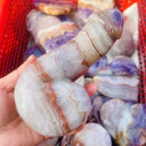 Venta al por mayor de ágata de cristal Natural tallada a mano sueño amatista Yoni curación gran masaje varita consolador para mujeres - Product Image 6