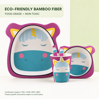 Ensemble de vaisselle pour bébés et enfants, assiettes et bols en fibre de bambou personnalisés avec des dessins animés, assiette et vaisselle pour bébé, sans BPA