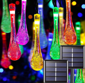 Led 문자열 조명 야외 50leds 물 드롭 태양 요정 문자열 조명 크리스마스 휴일 실내 결혼식 장식 조명 8 모드 - Product Image 1
