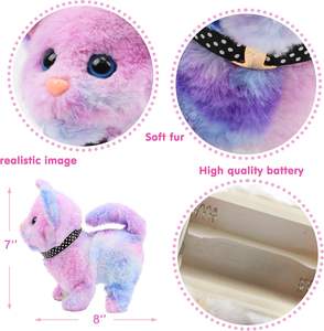 Miagolante testa scodinzolante che annuisce peluche pasqua regali di compleanno di natale che cammina gattino farcito animale interattivo arcobaleno gatto - Product Image 6