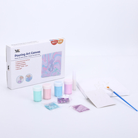 Ensemble de bricolage en toile d'art coulante de 15*15cm avec ensemble de peinture coulante acrylique de 20ml