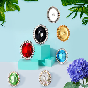 Pinzas para el pelo ovaladas con diamantes de imitación, accesorios DIY de piedra de cristal colorida para el cabello, zapatos, ropa, uso diario, hechos a mano, origen Yiwu - Product Image 1